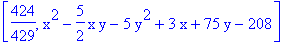 [424/429, x^2-5/2*x*y-5*y^2+3*x+75*y-208]